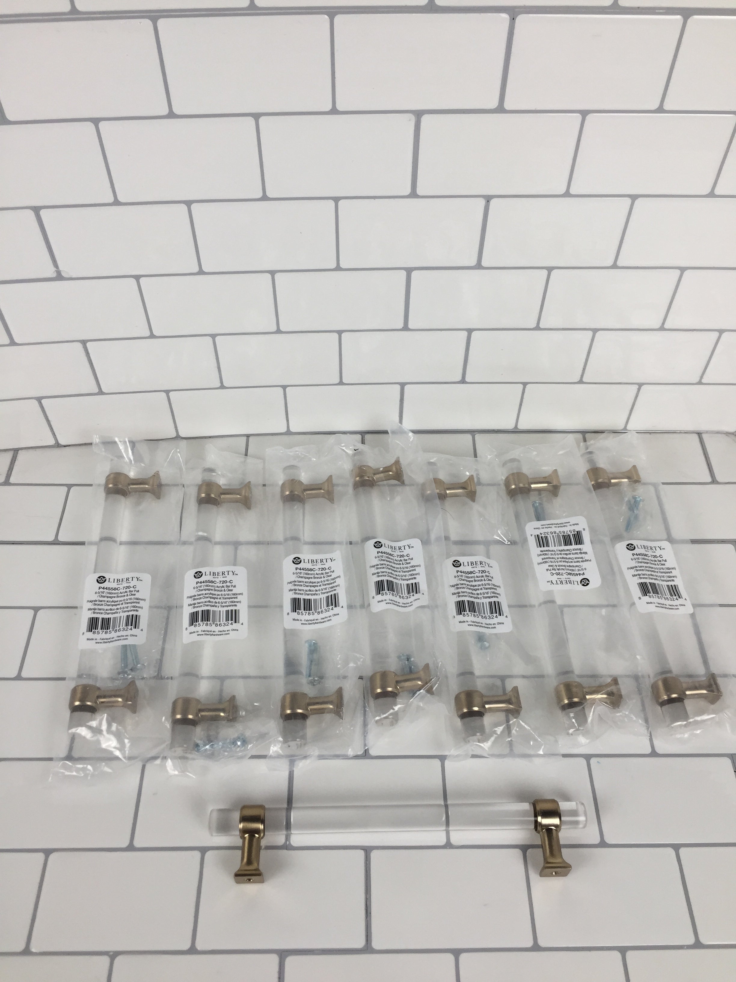 Acrylic Bar 6-5/16 in. Champagne Bronze and Clear Acrylic Drawer Pull (7443437617390)